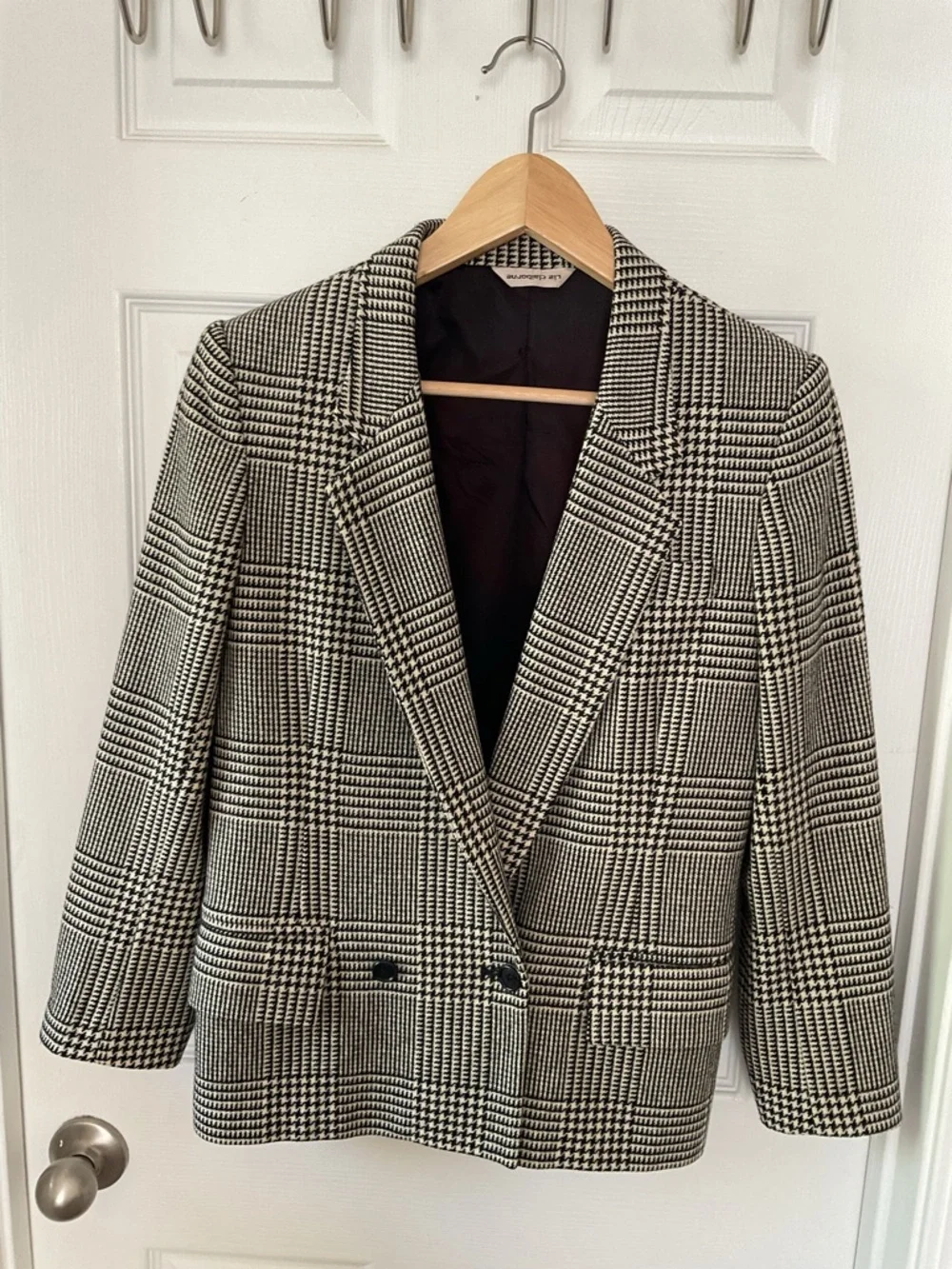 Liz Claiborne Houndstooth Blazer Women Size 4 Wool Blend Classic Jacket